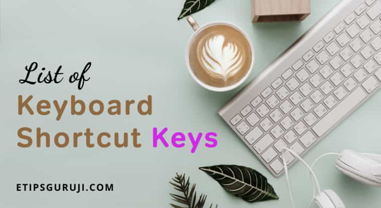 Keyboard Shortcut Keys of Computer A to Z