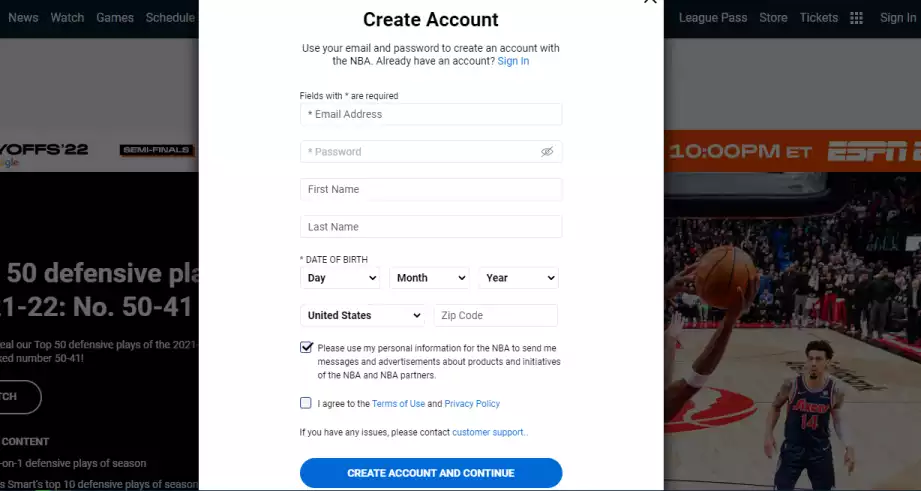 How to Register or Create an NBA.com Account