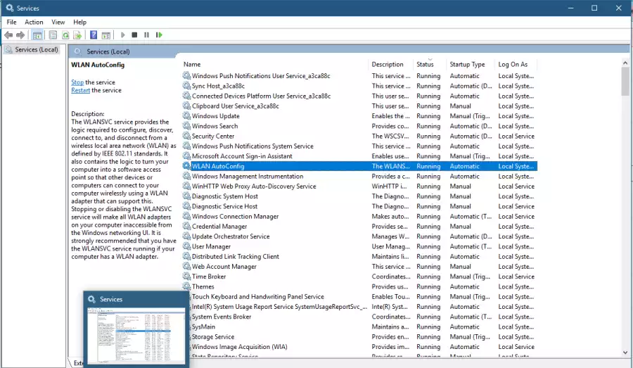 Turn on WLAN AutoConfig Service