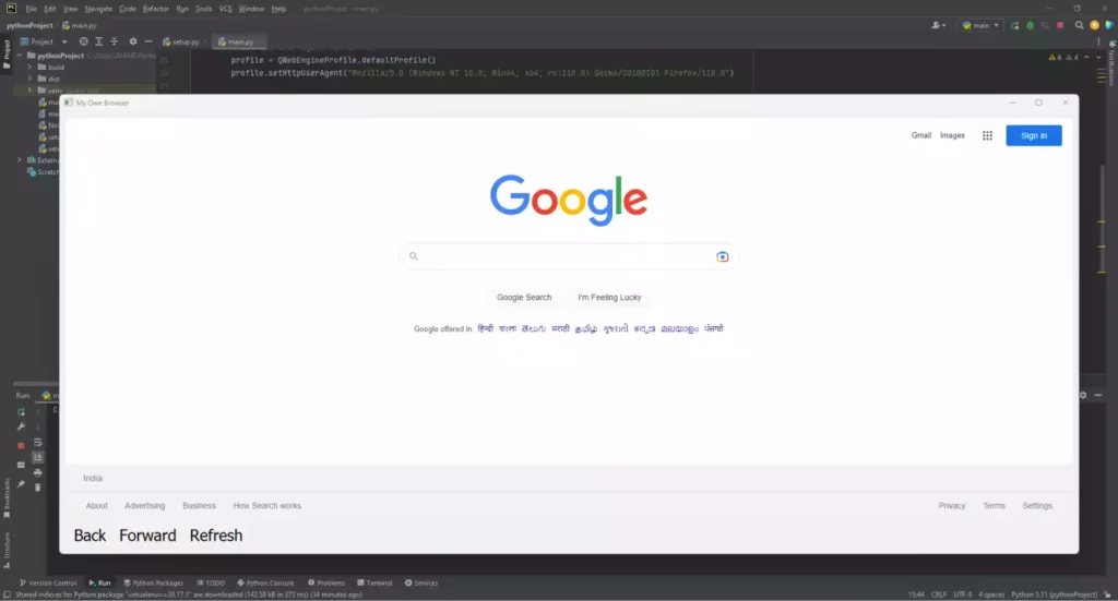 Steps in Making Python Browser for Windows 11, 10, 8.1 and 8 using pyqt5